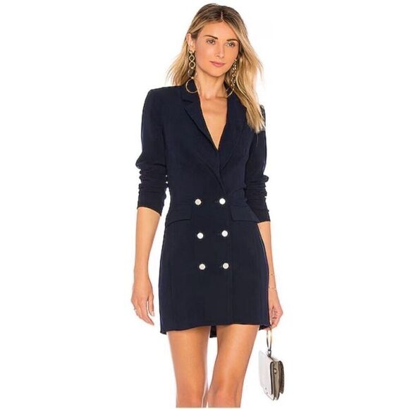 Superdown Madeline Blazer Dress Navy Suiting Mini Double Breasted XXS - Picture 1 of 15